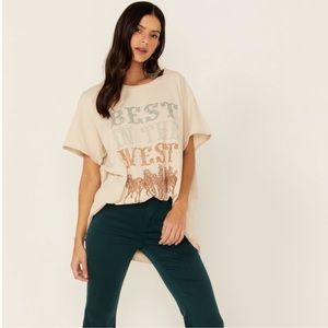 NWT SHOW ME YOUR MUMU IVORY BEST IN THE WEST SHORT SLEEVE AIRPORT TEE